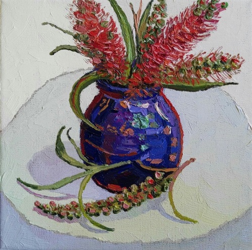 CHLOE TUPPER - Bottle Brush in Blue Vase