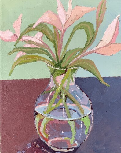 CHLOE TUPPER - Pink flowers in glass vase