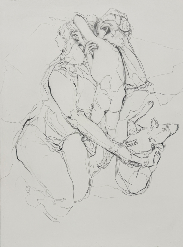 TORI BENZ - Mother and child with sleeping dog Study 2