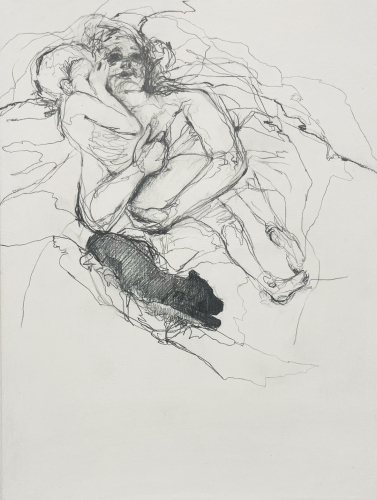 TORI BENZ - Mother and child with sleeping dog Study 3